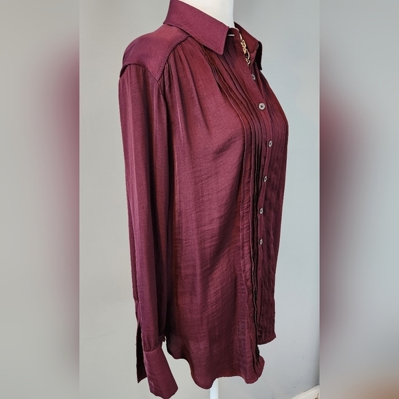 Anthropologie Long Sleeve Blouse. Burgundy. Size Small - Picture 3 of 7